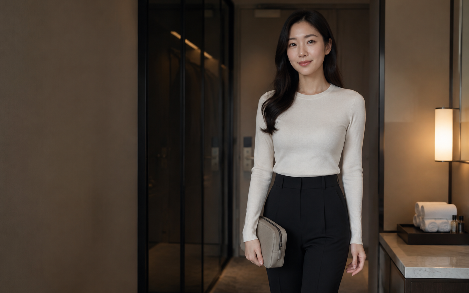 광명 방문 홈케어를 안내하는 젊은 성인 한국 여성 관리사